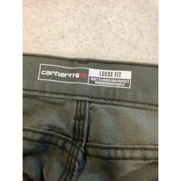 Carhartt Men's 34x32 Moss Green FR Loose Straight Canvas Pants Workwear K27-10 - Picture 7 of 10